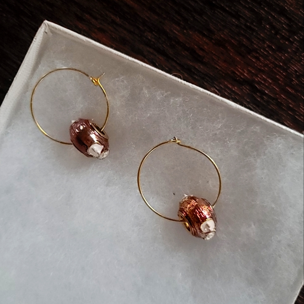 25MM HOOP EARRINGS WITH IMPORTED LAMPWORK CHARMS